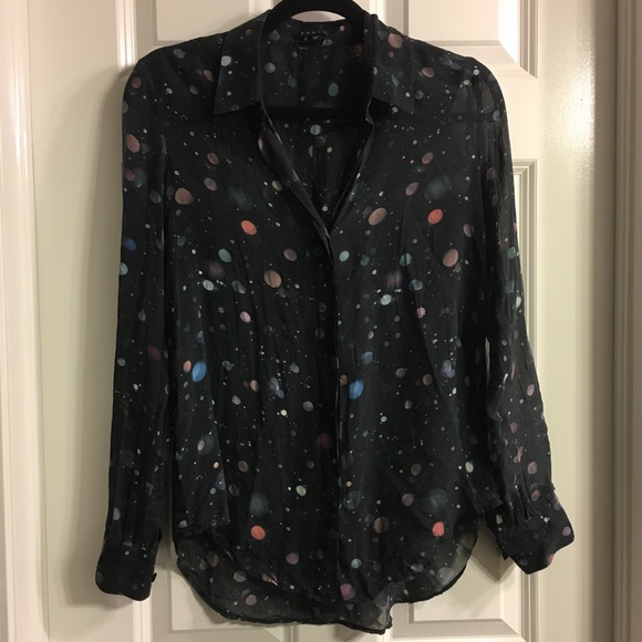 Theory Tops - Theory Confetti silk blouse